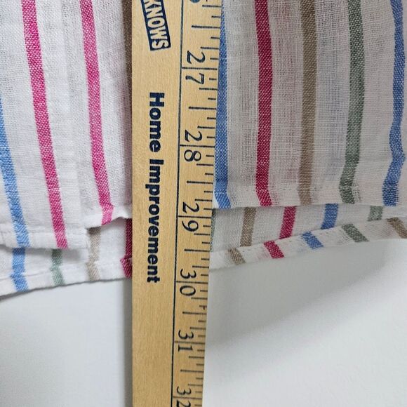 Gap Linen Button Down Shirt Women’s Large White Striped Long Sleeve Pocket NWT - Picture 7 of 8